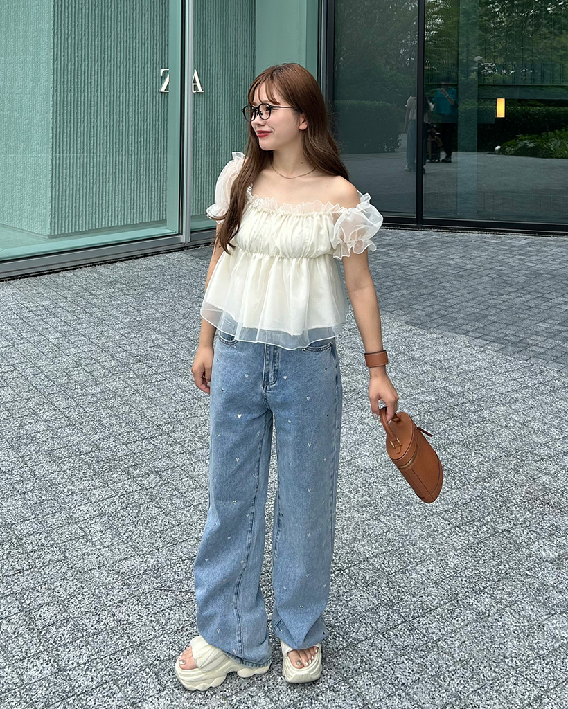 nugu Celume ハートスタッドルーズフィットデニム nugu Celume ハートスタッドルーズフィットデニム nugu Celume