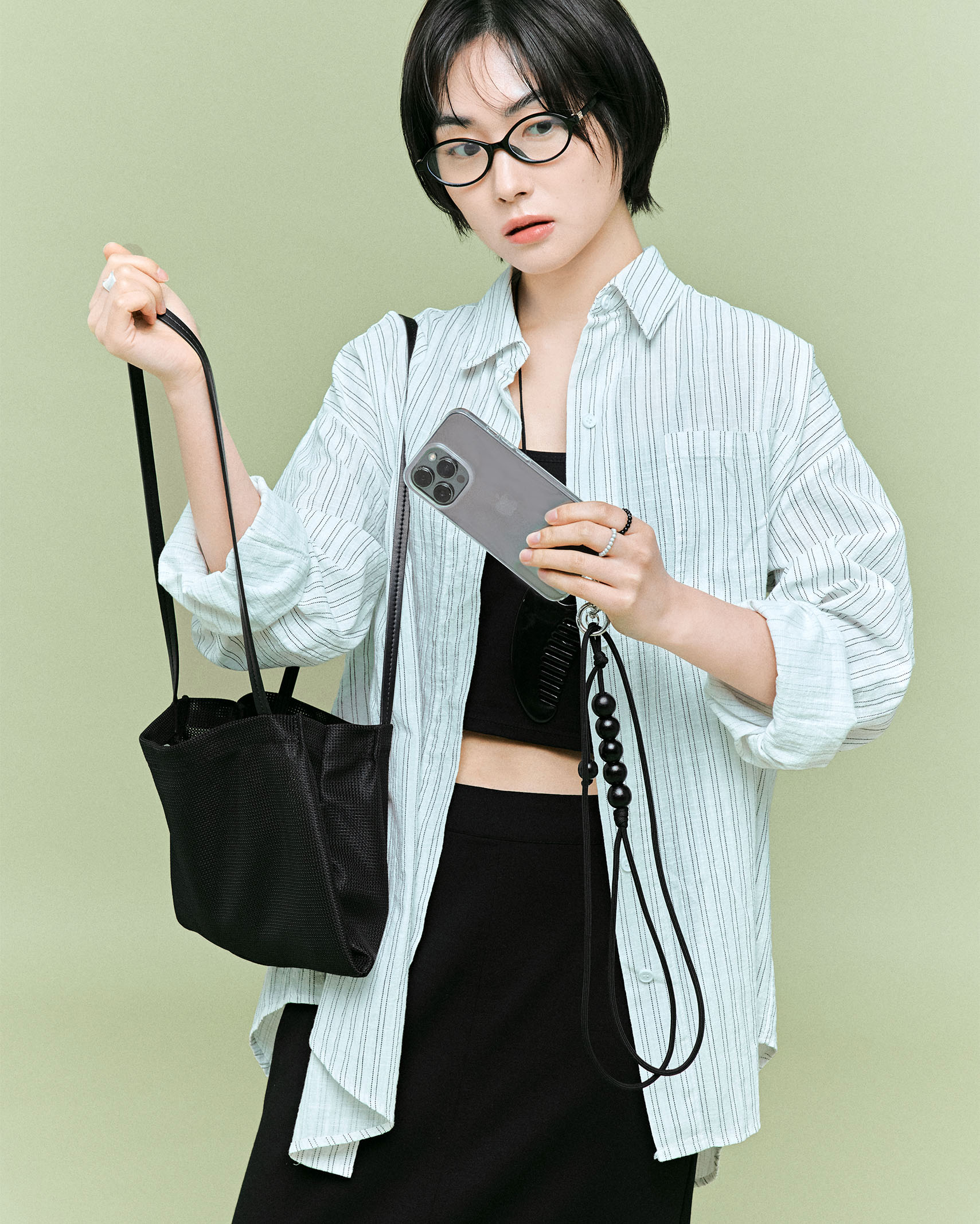 (ORIGINAL) コンパクトメッシュショルダーバッグ (black)