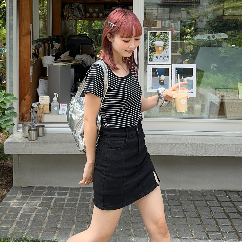 スリットデニムミニスカート | ファッション通販サイト NUGU