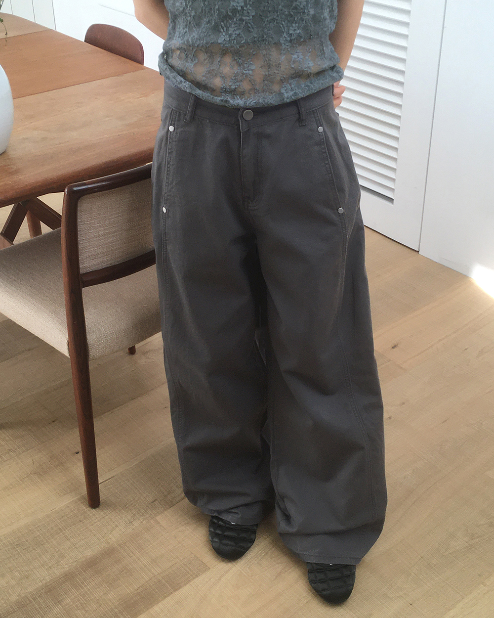 ★DRAW FIT★ スリット コットン バンディング パンツ 日本製スリットパンツ(GRAY) | Bottoms,スリットパンツ