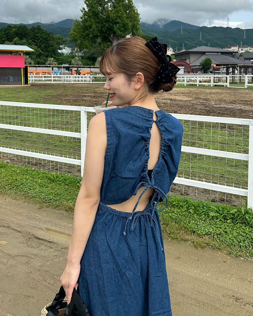 バックスリットデニムロングワンピース | ファッション通販サイト NUGU