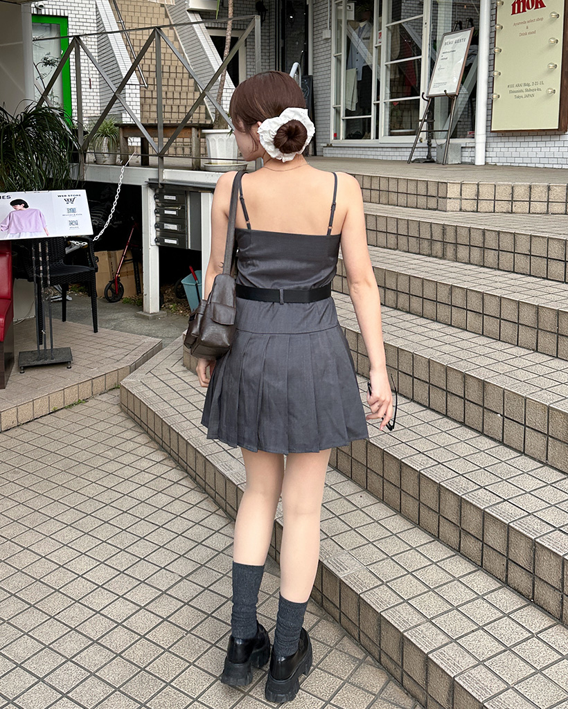 ★大人気★ ベルト付きプリーツノースリーブミニワンピース ベルト付きプリーツシャツミニワンピース[tu1398] | レディース