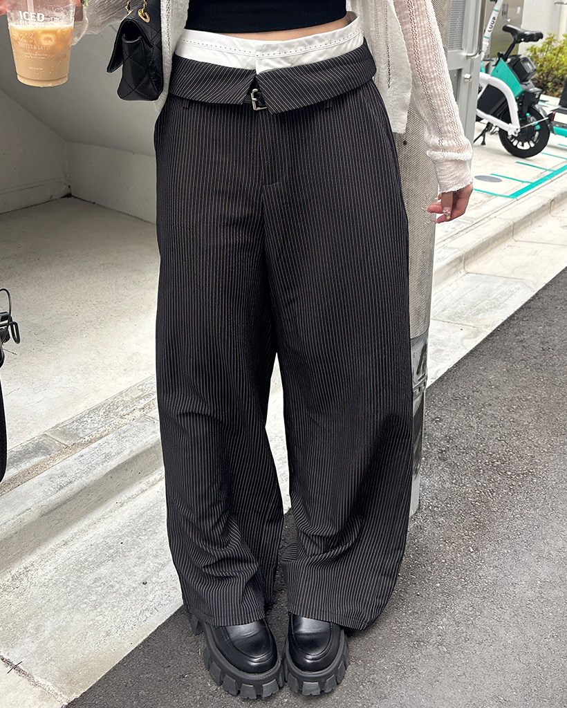 ストライプローライズスラックス | ファッション通販サイト NUGU