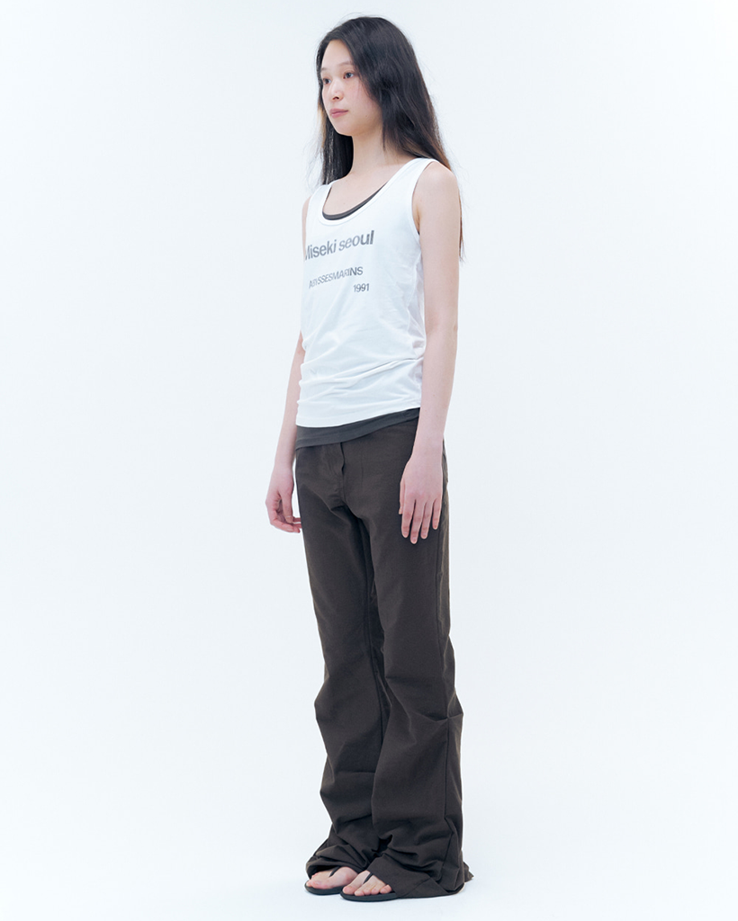 Cotton shirring bootscut pants BROWN | ファッション通販 Cotton shirring bootscut pants BROWN | ファッション通販