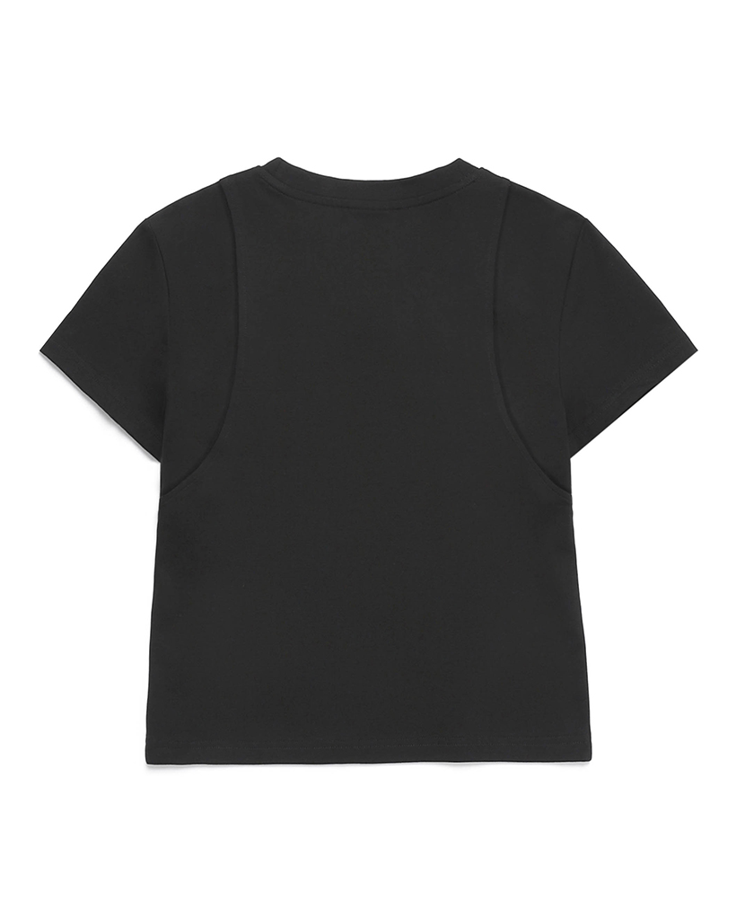 Odd Signature Cut-off Slim T-Shirt - black | ファッション