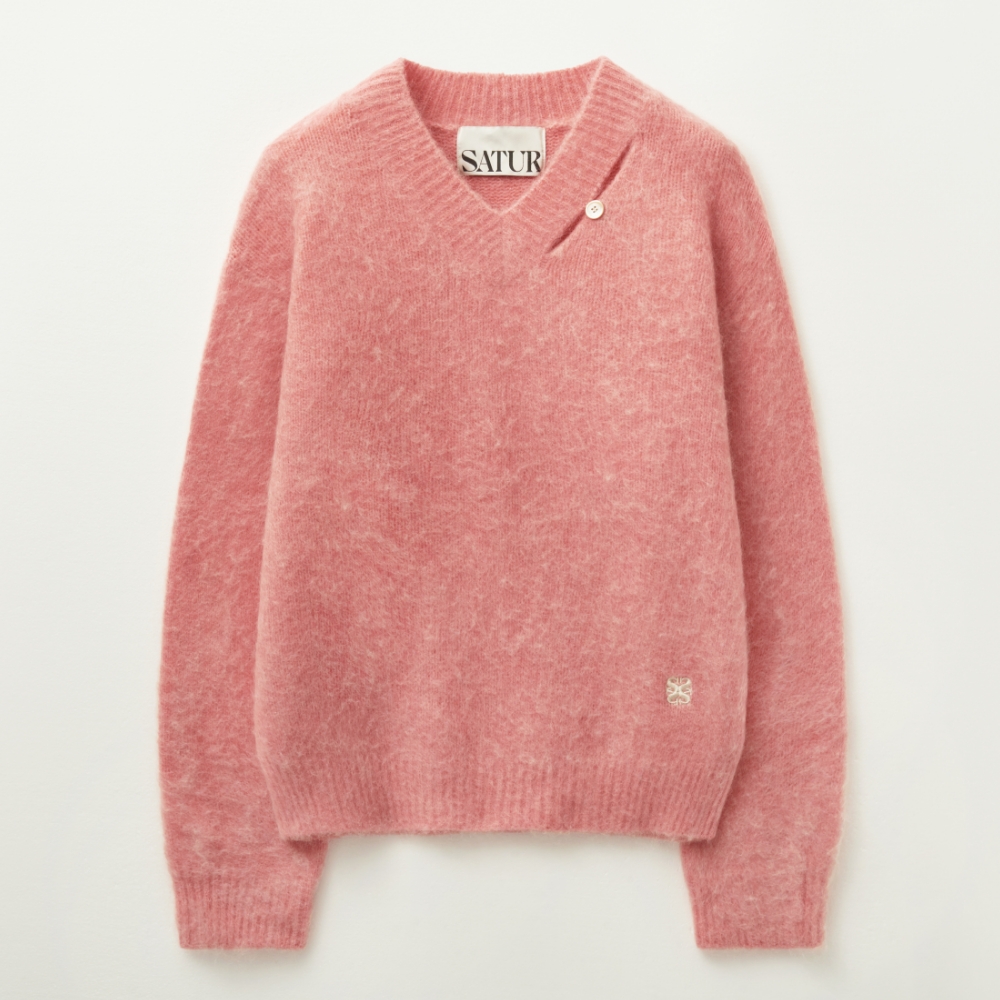 【SATUR】ESSEN TWO TONE MOHAIR PULLOVER KNIT MUSINSA | SATUR Essen Two Tone Mohair Pullover Knit Melange Grey