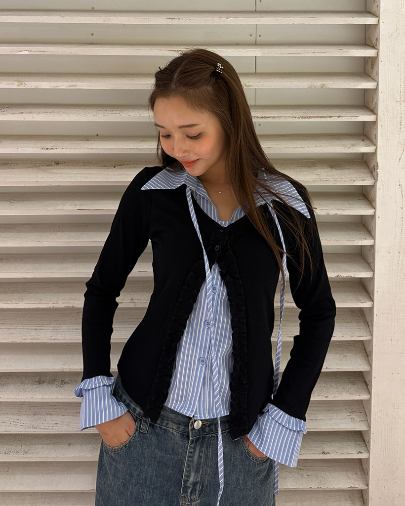 シャツレイヤードカーディガン | ファッション通販サイト NUGU