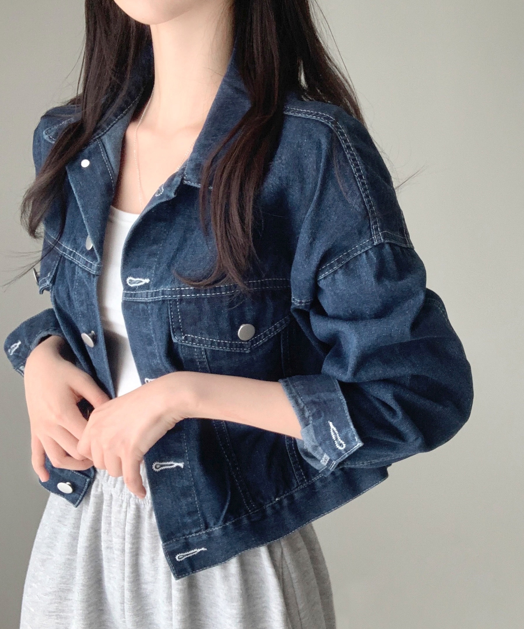 【希少！大人気完売品】クロップド丈デニムジャケット/indigo/free ファスナー付きデニムジャケットクロップド丈 レディース Y2K