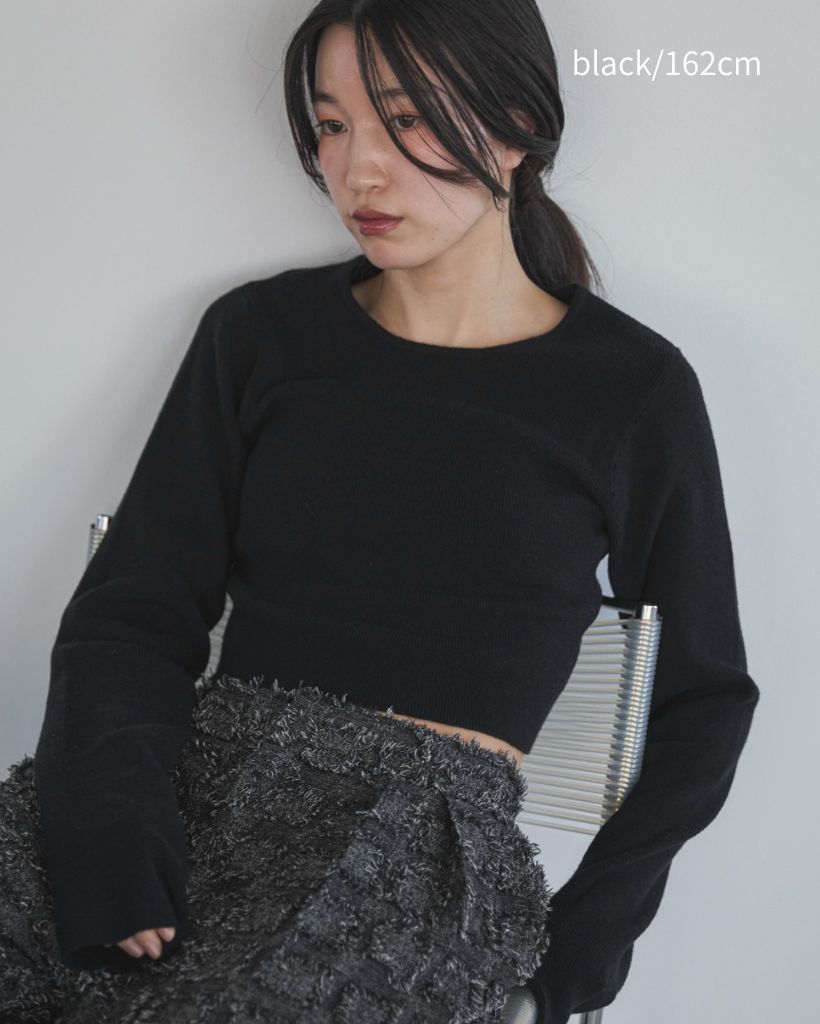 ハンドウォッシャブル】クロップドクルーニット | ファッション通販