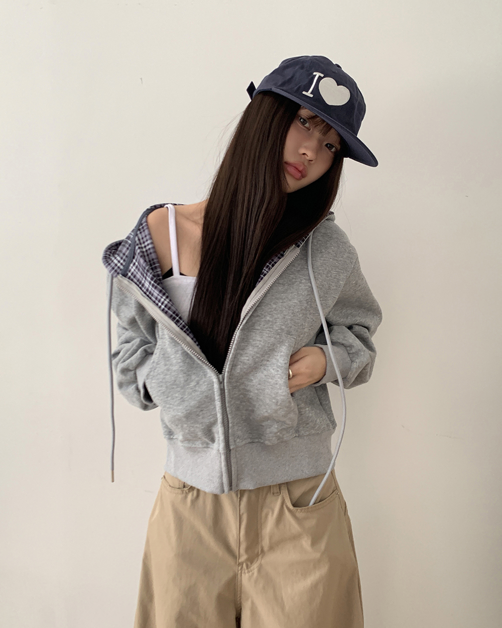 チェックバイカラーパーカー (5color) | ファッション通販サイト