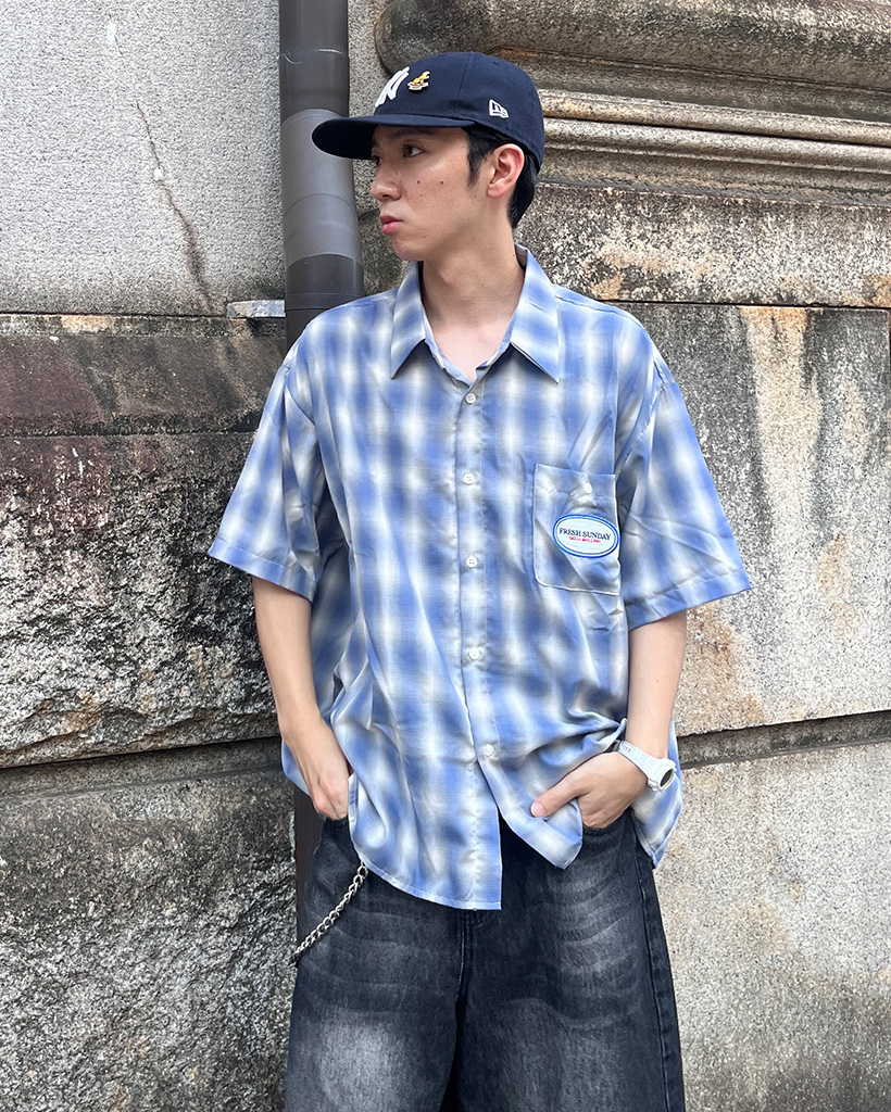 CUNE オンブレチェック半袖シャツ サイズ3 オンブレチェックシャツ（半袖）（7222234）｜西脇シリーズ