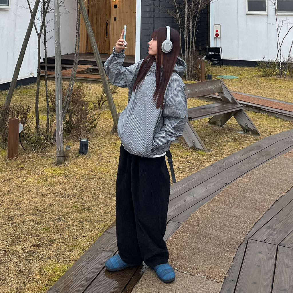 ネイビー フード付き ウィンドブレーカー ユニセックス) チェックフードウィンドブレーカー