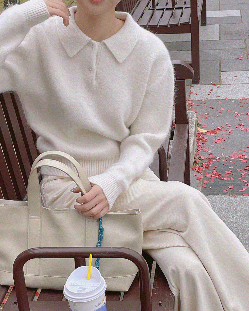 カラーハーフボタンニット