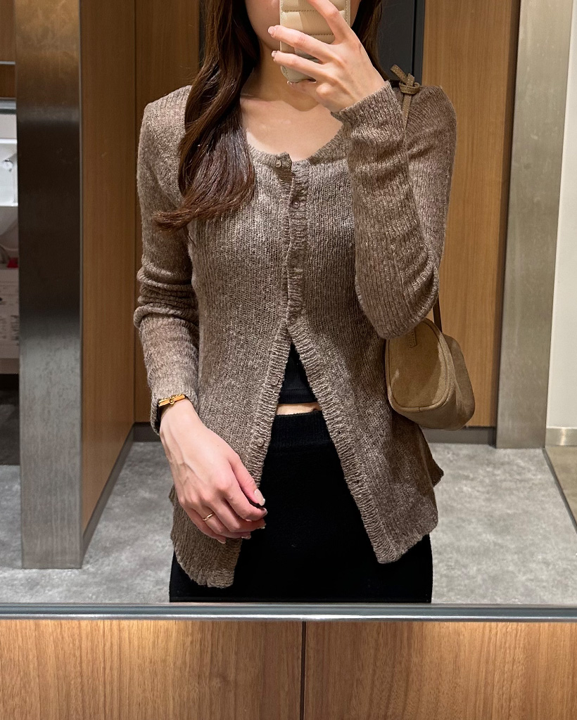 キャミニットビスチェ＆ラウンドネックカーディガンセット