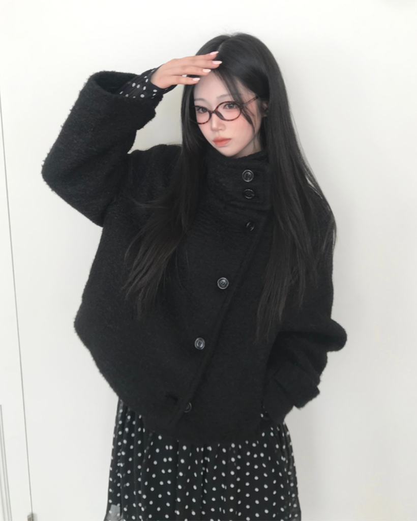 (3color)ウール混アルパカショートコート