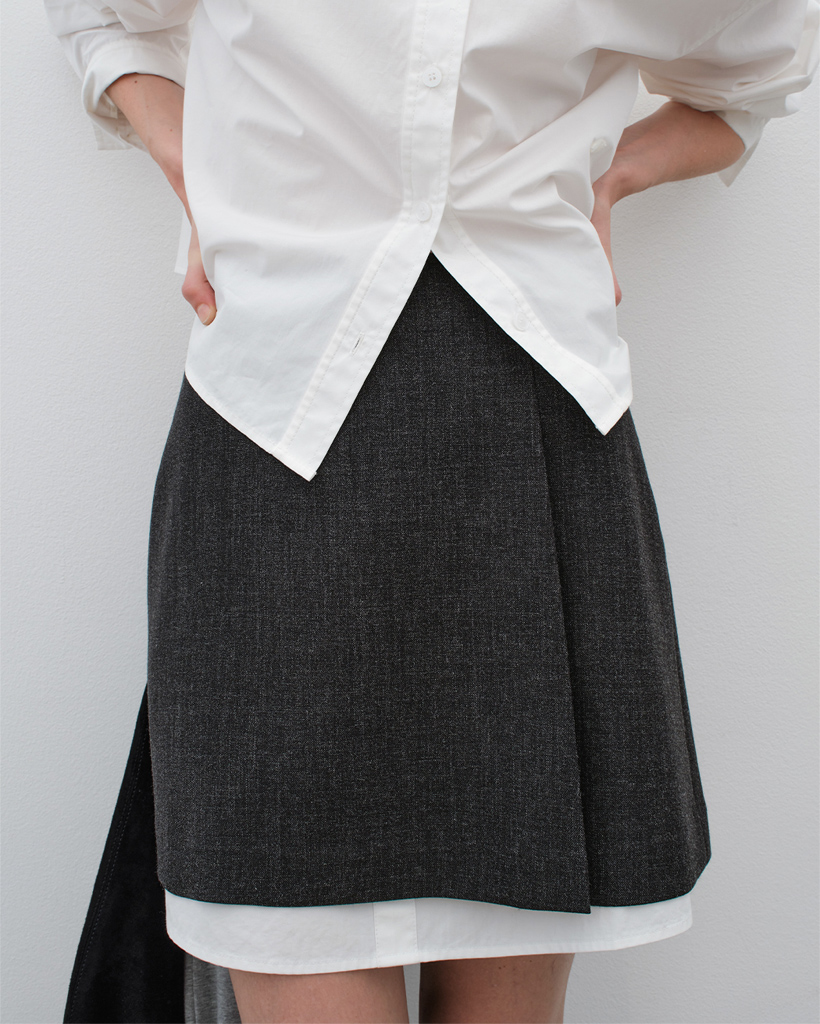 AND WANG Layered label skirt ミニスカート SK-5041)MOA SHIRT LAYERED MINI SKIRT | ファッション通販サイト NUGU