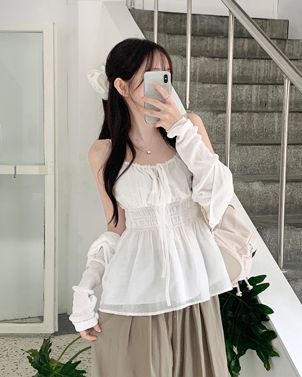 【美品】【WEB限定】フリンジ ノースリーブブラウス ―ウォッシャブル― セール】フリンジノースリーブブラウス（シャツ/ブラウス）｜A