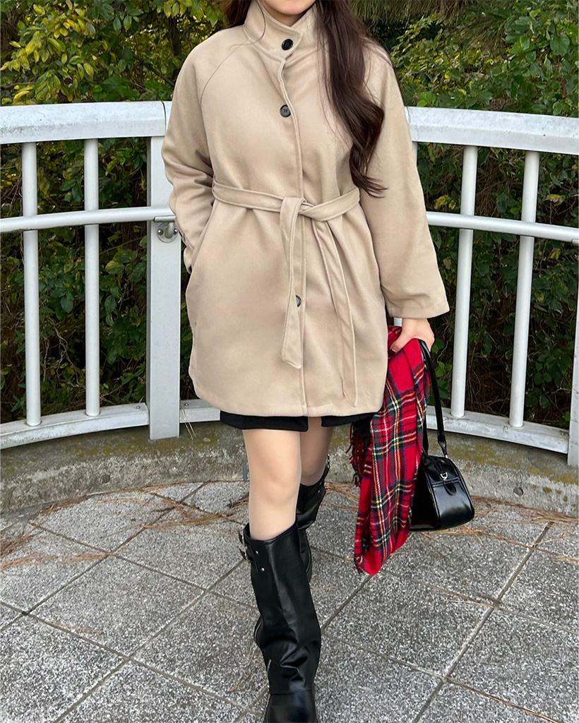 ベルトセットハイネックハーフコート | ファッション通販サイト NUGU