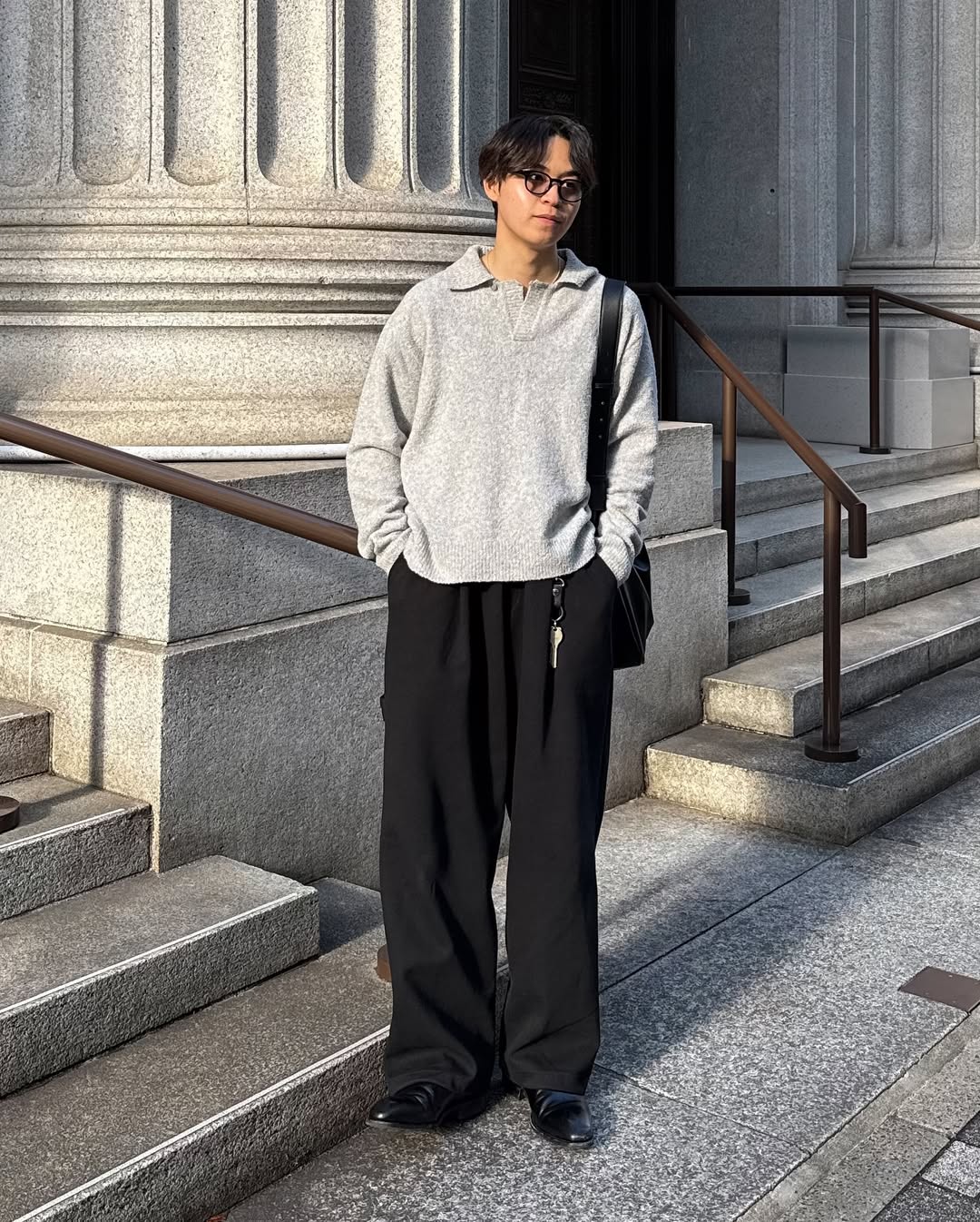 パンツ Stty 1回再販](ORIGINAL) インバーテッドタックワイドスラックス (black