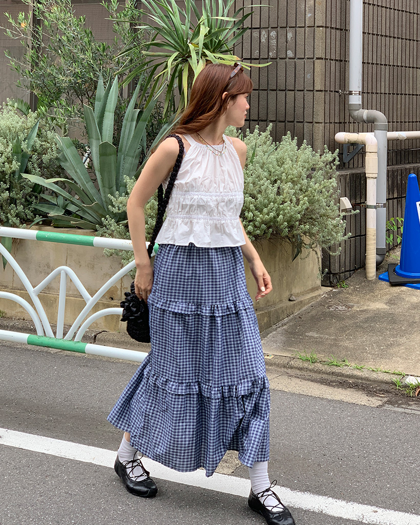 チェックティアードロングスカート | ファッション通販サイト NUGU