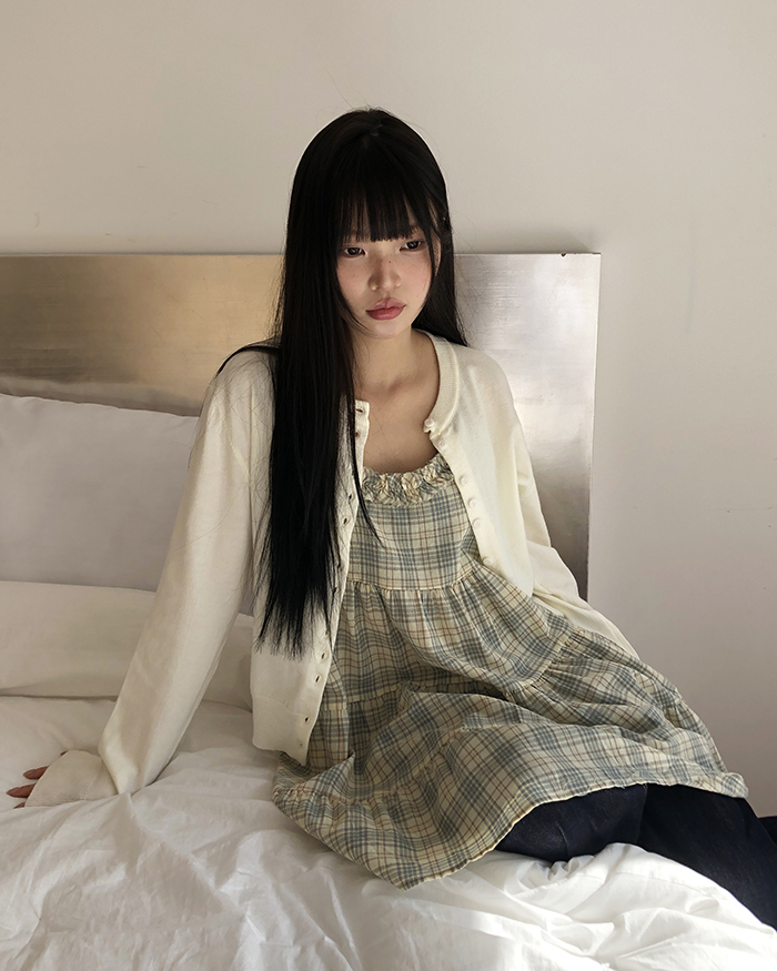 フリル チェック キャミソール ワンピース