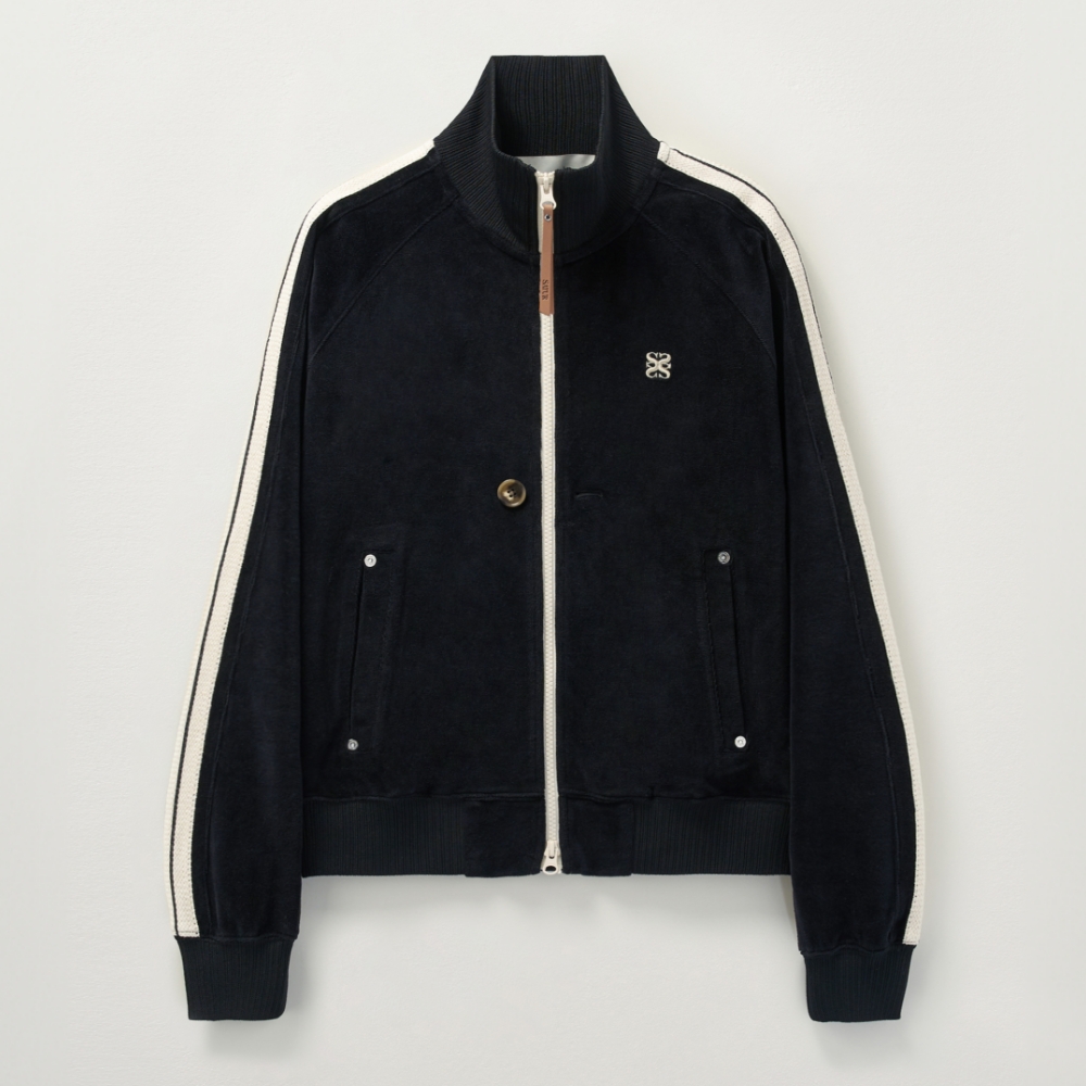 W) Lawton Velour Collar Jacket - Black | ファッション通販