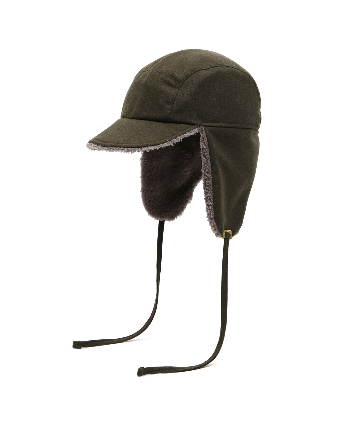 TRAPPER HAT / REVERSE FUR / FLANNEL OLIVE(冬 両面 耳付キ帽子