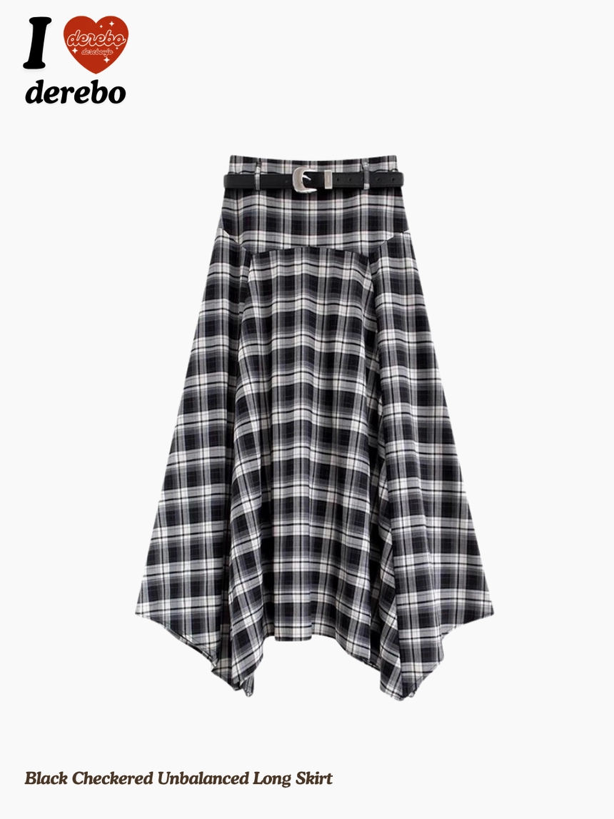 Theory シルク【完売】ドット アシンメトリーロングスカート ２ ブラック ブラックチェックアシンメトリーロングスカート | ファッション