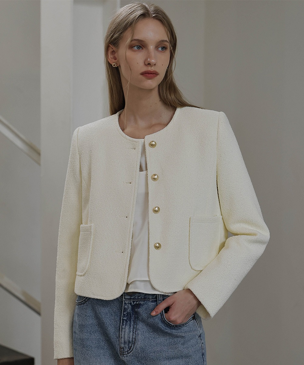 Belly Warm Tweed Jacket [Ivory]