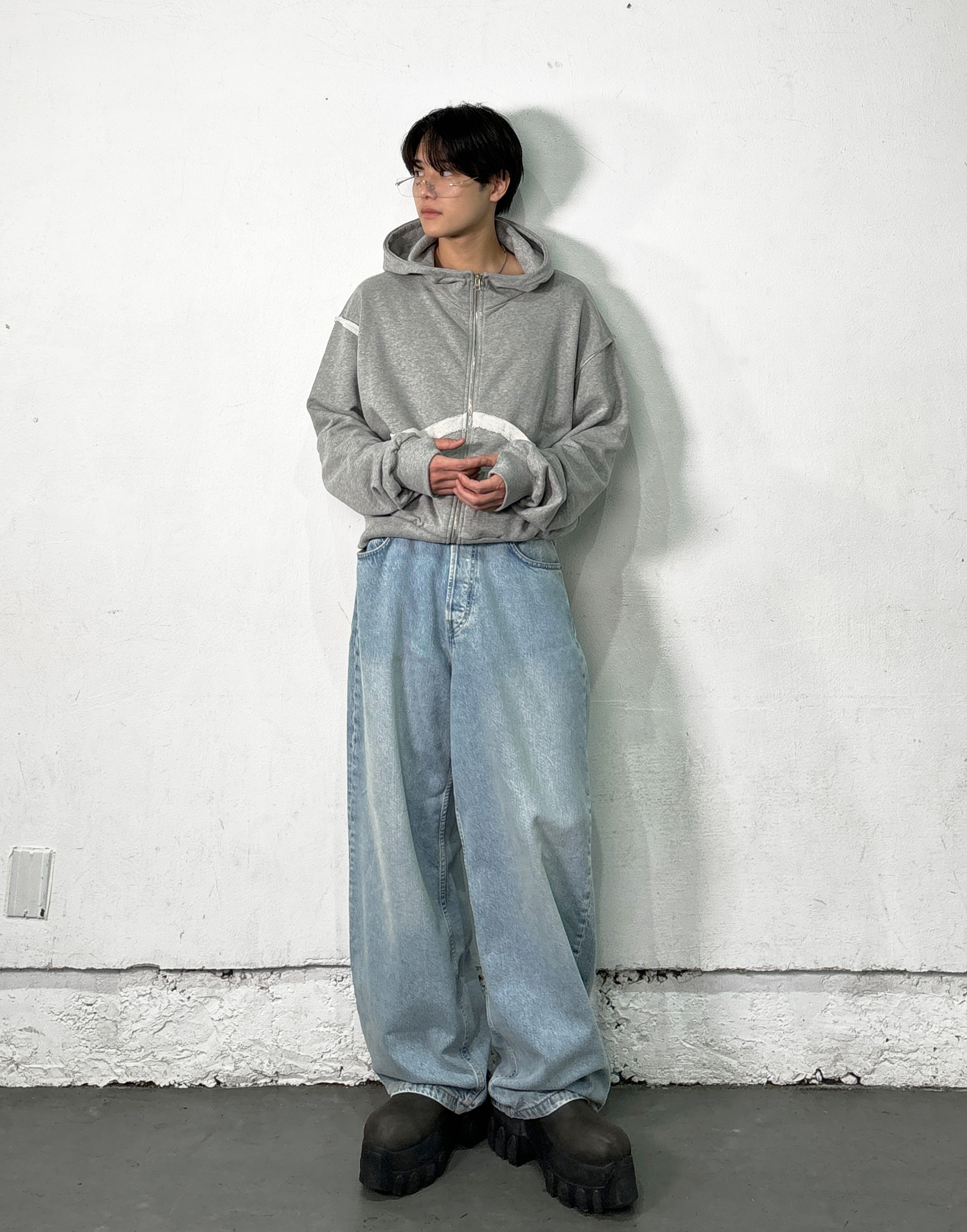 ORIGINAL) カットオフクロップド2wayジップパーカー | ファッション