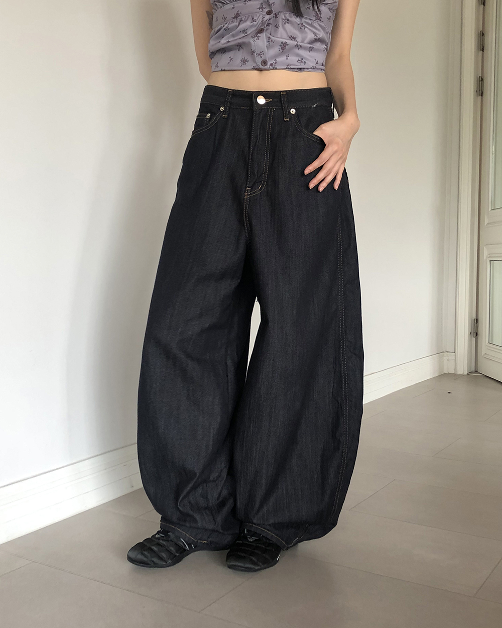 【希少再販なし】　estudioniksen インスティッチワイドデニムパンツ 希少再販なし】 estudioniksen インスティッチワイドデニム