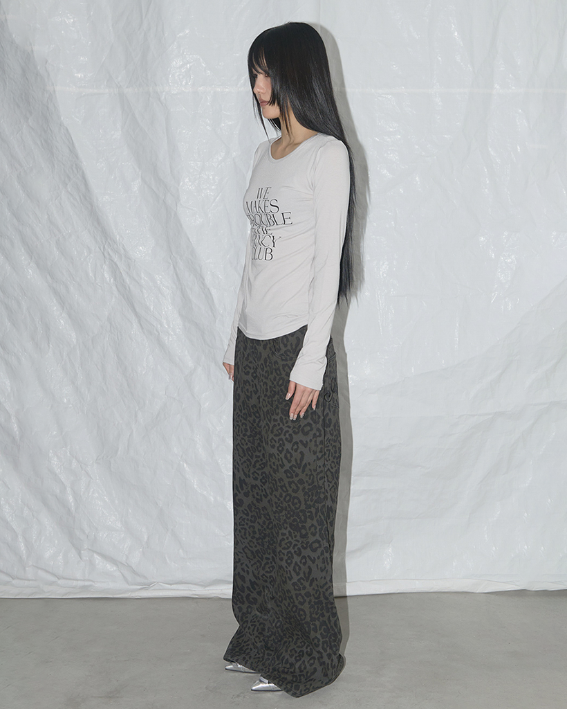 パンツ Leopard Bootcut Pants (KHAKI GRAY) Influencer pick] Leopard Boots Cut Pants (Khaki Gray
