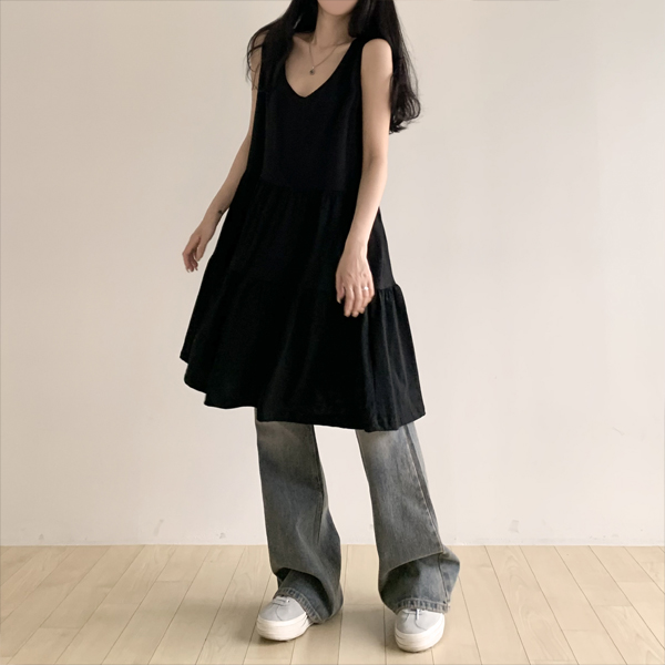 GYDA ノースリーブミニワンピース GYDA ワンピース ネックラインノースリーブタイトミニワンピース