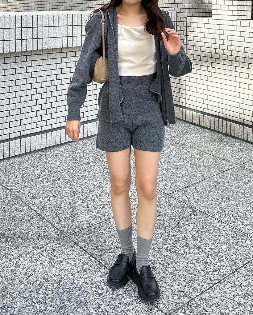 ダブルジップパーカー＆ショートパンツセット | ファッション