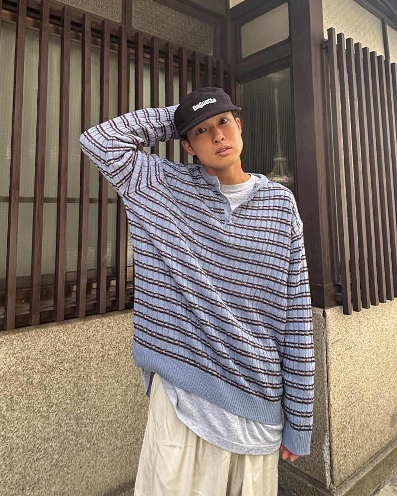 ヘンリーネックボーダーニット | ファッション通販サイト NUGU