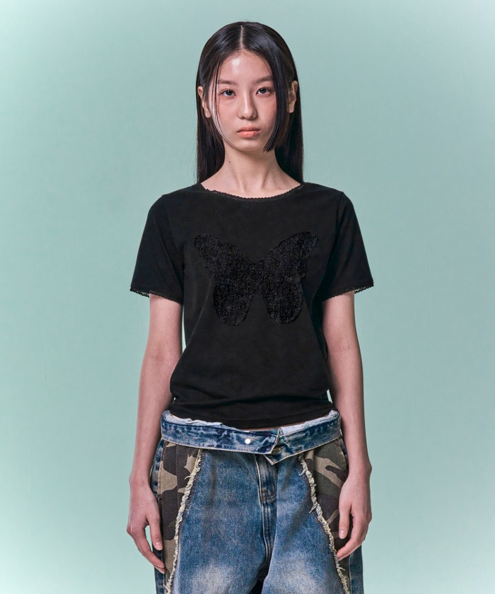 [ MAHAGRID]★24SS★韓国人気★CURVED SEAM CROP TEE CURVED SEAM CROP TEE[CHARCOAL] - MAHAGRID