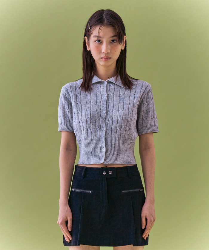 [NF] CABLE KNIT CROP CARDIGAN_(GRAY)_F24QB301