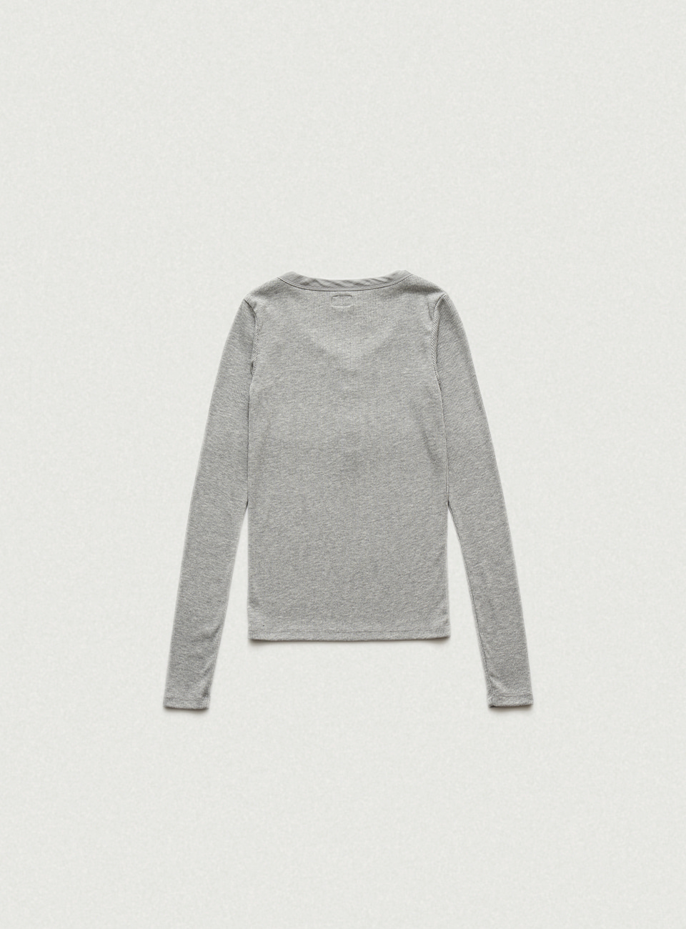 GOOD GRIEF!/HENLEY RIB KNIT TOP/グレー Light Grey Marle Organically Grown Cotton Cashmere Rib Knit