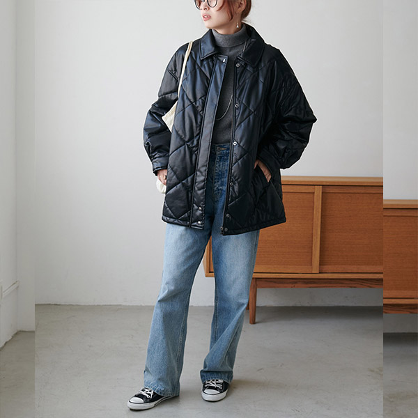 定価6万円越えamomentoエコレザージャケット　アモーメント エコレザーボンバージャケット M 【メール便対応不可