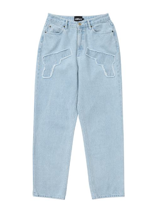 Gun Washed Jeans [Sky Blue]