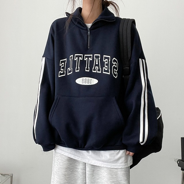 attle配色ジップスウェット