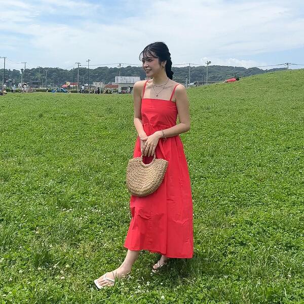 OMMO / キャミワンピース/36/ナイロン/RED/882420300301 チェリーロングキャミワンピース | ファッション通販サイト NUGU