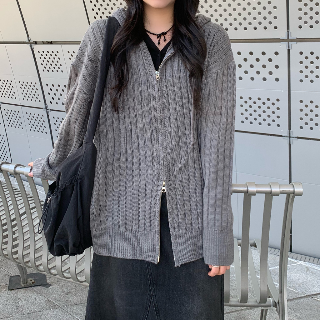 2WAYオーバーサイズリブニットパーカー | ファッション通販サイト NUGU