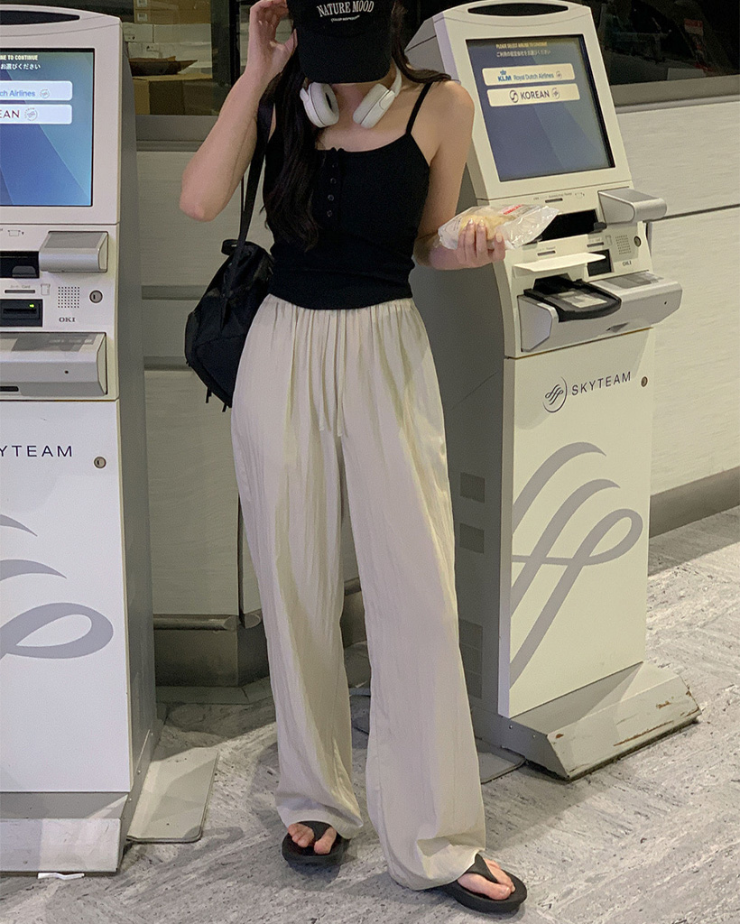 [original/選べる着丈/S-XL]ライトデイリーリンクルナイロンゴムパンツ