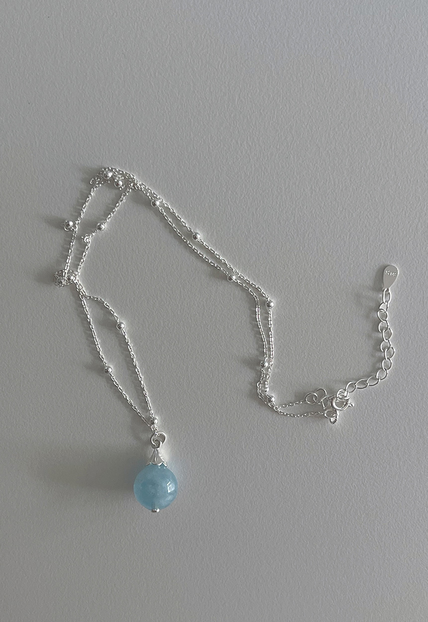 シルバー925]アクアマリンストーンネックレス | ファッション