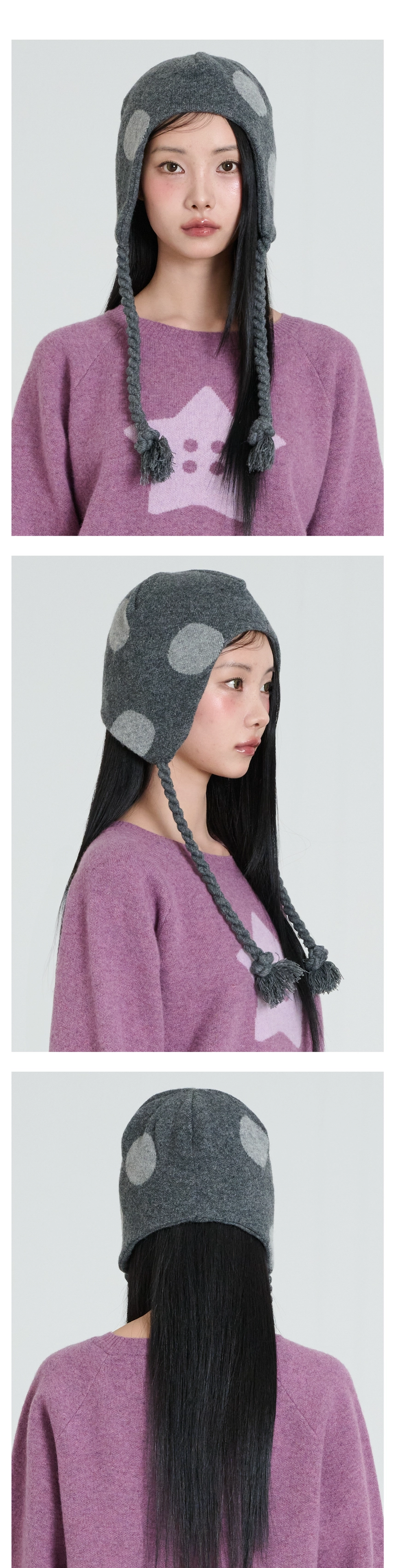 3.앞옆뒤10. DOT EARFLAP BEANIE - CHARCOAL.png