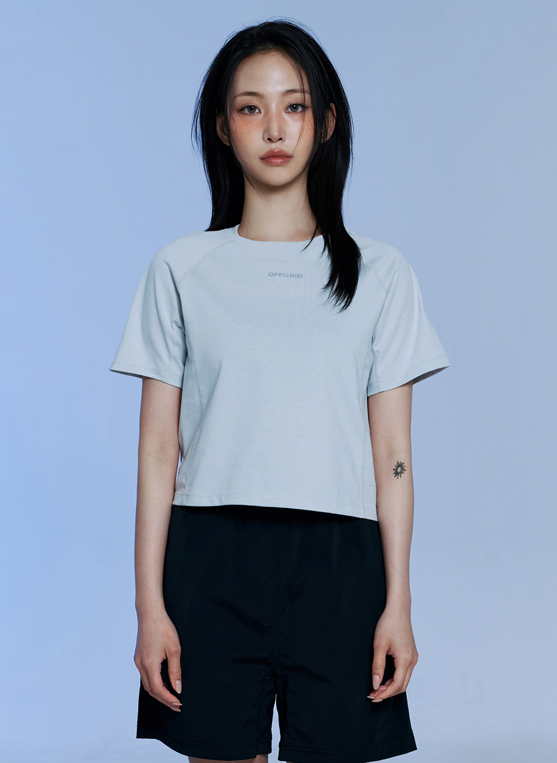 W BREEZEX AEROCOOL CROP SHORTSLEEVE-LIGHT GREY