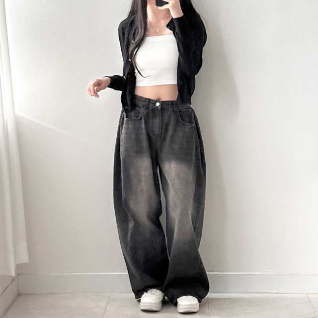 サイドタックデニムパンツ