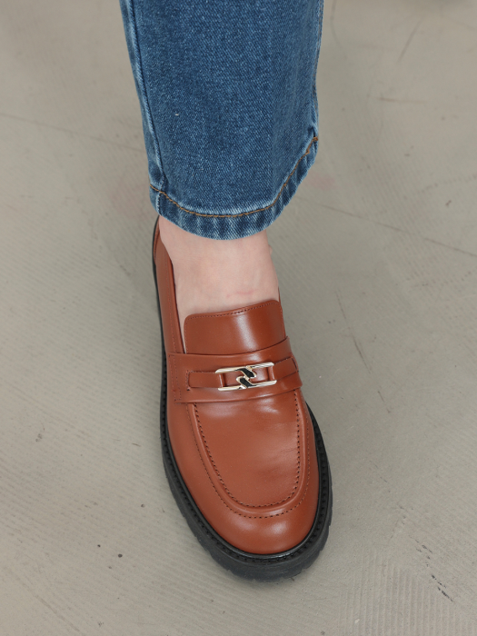 MD1104f  Chunky Platform loafer_Tan Brown