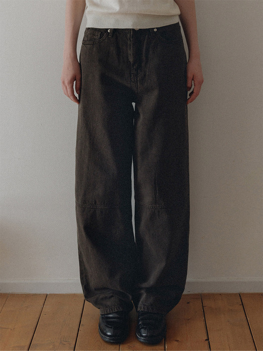 Haze curved denim (dark brown)